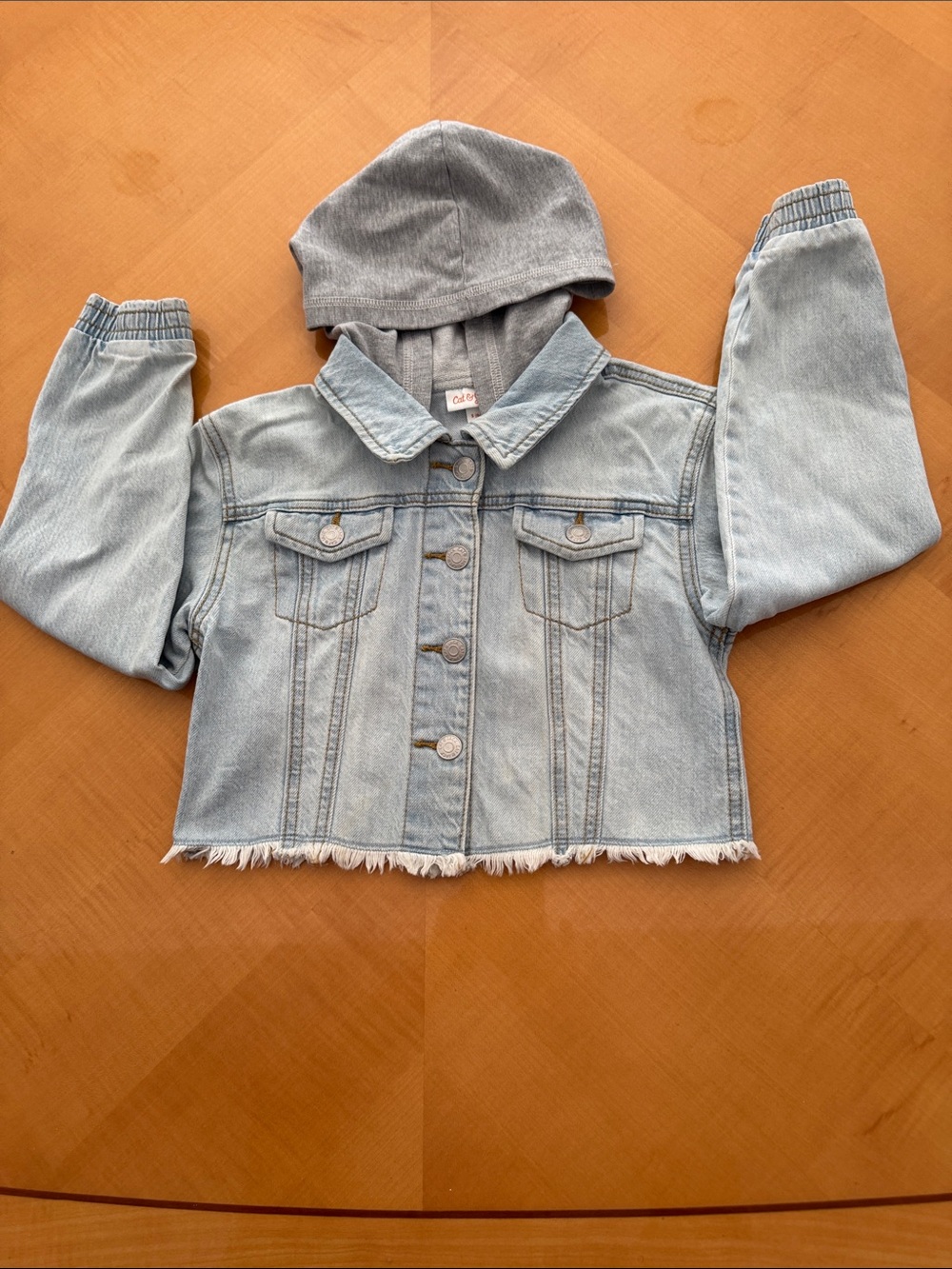Cat&jack Girls' Light Blue Hooded Denim Jacket - Brand: size 6/7